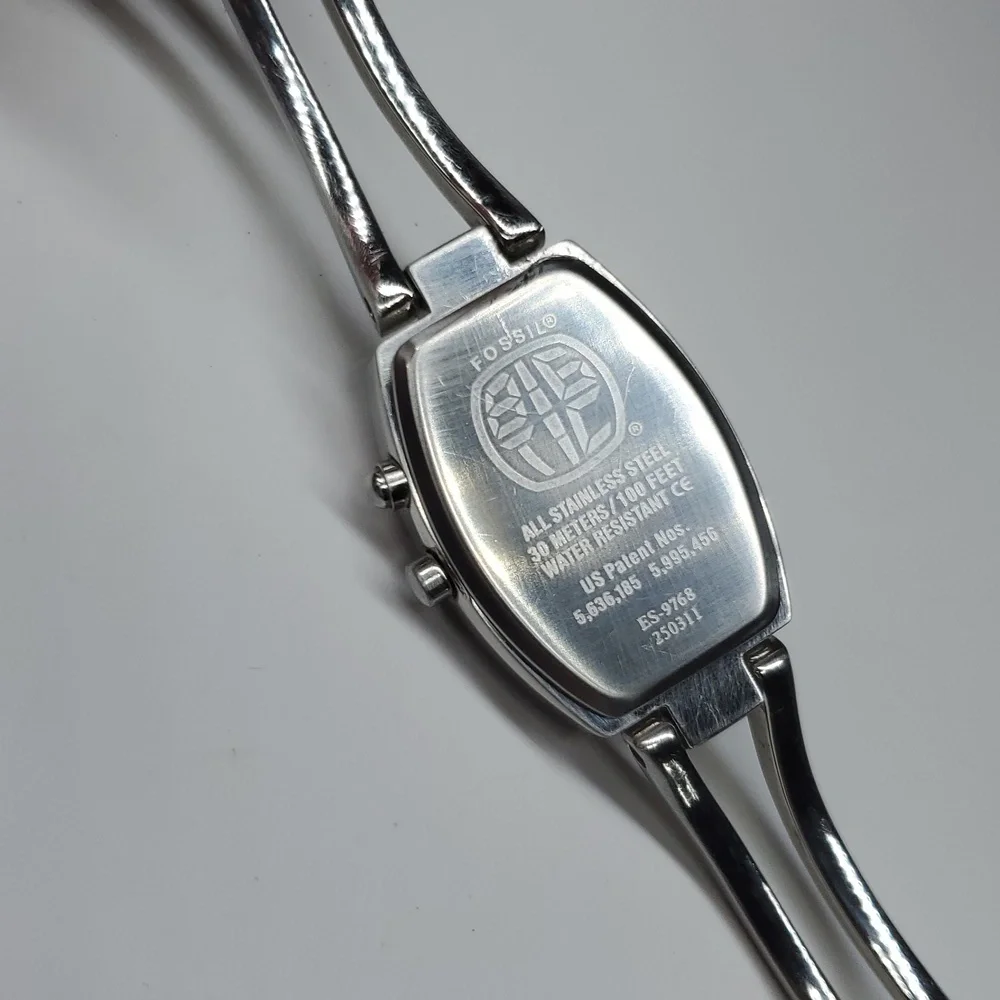 Vintage Fossil Watch ES9768 Big Tic Silver Metal Wristband